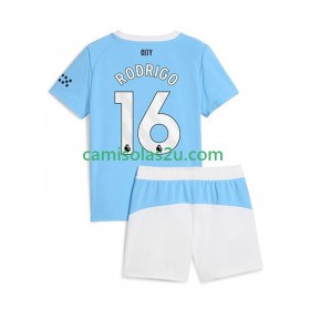 Camisolas de futebol Manchester City Rodrigo Hernandez 16 Criança Equipamento Principal 2025/26 Manga Curta